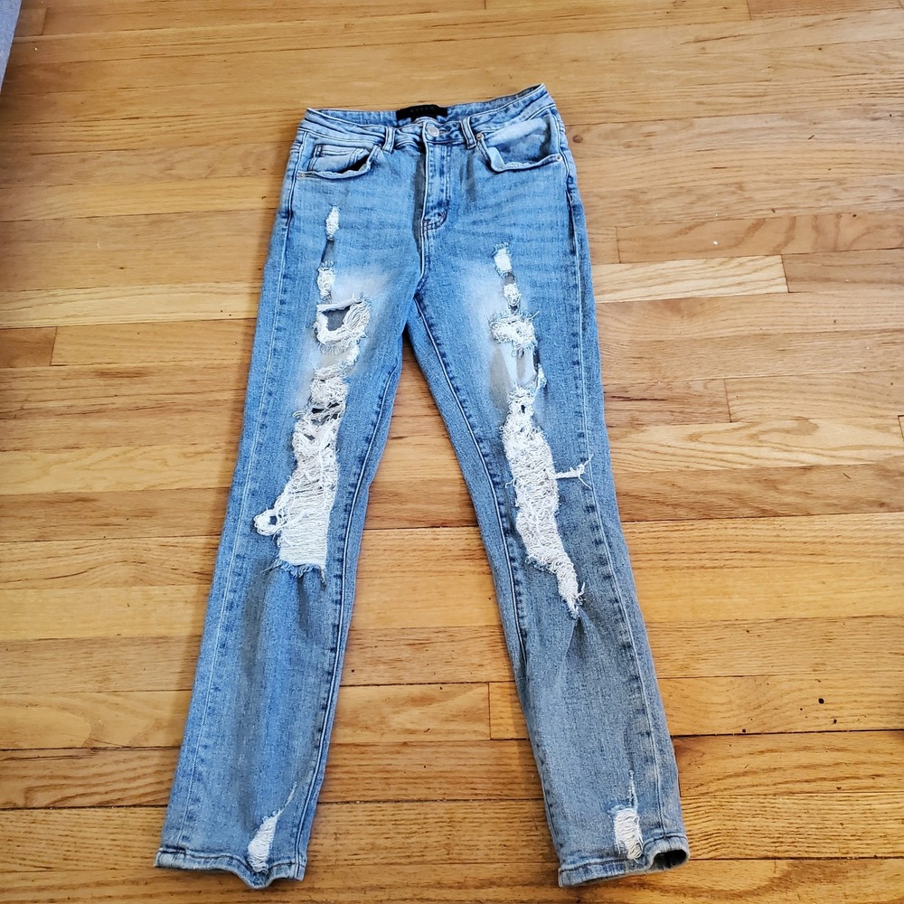 Risen Los Angeles Distressed Skinny Jeans Light Wash Size 28 7 Grunge Ripped
